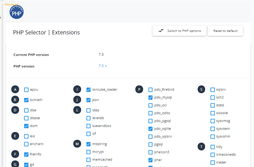 Select PHP Version