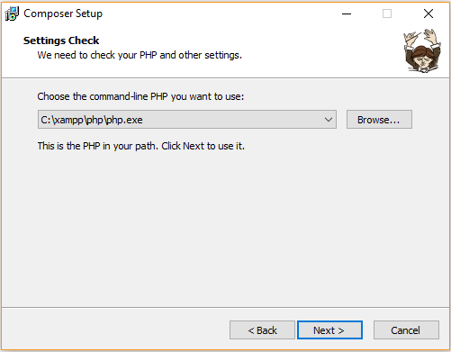 انتخاب مسیر php.exe