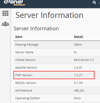 صفحه Server Information در سی پنل