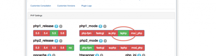 تنظیم php1_mode روی lsphp