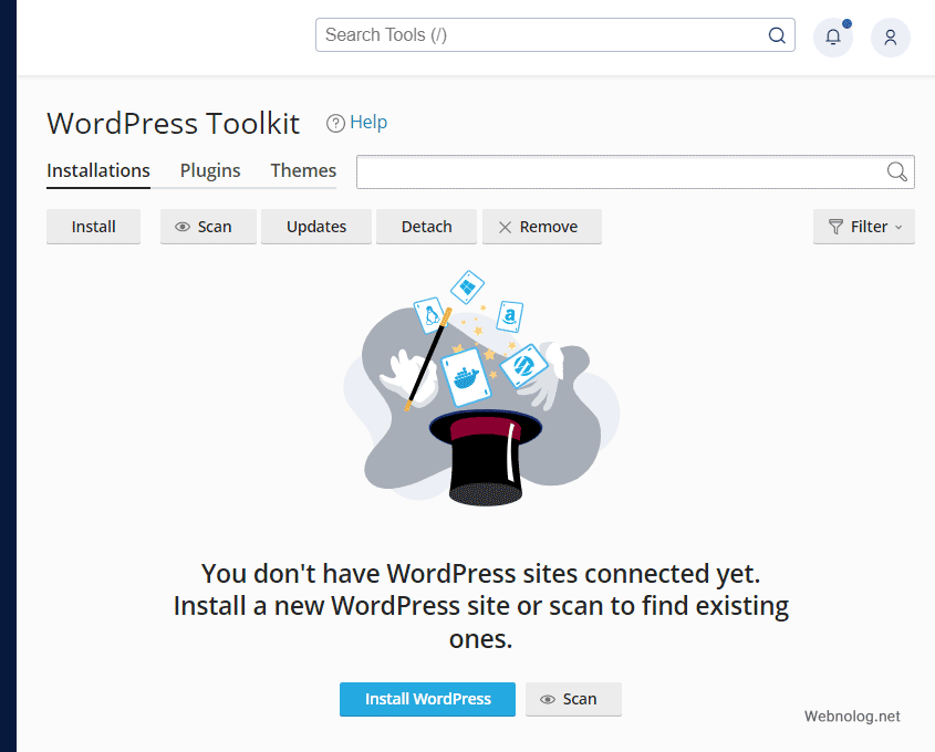 ابزار WordPress Toolkit در حالت خالی